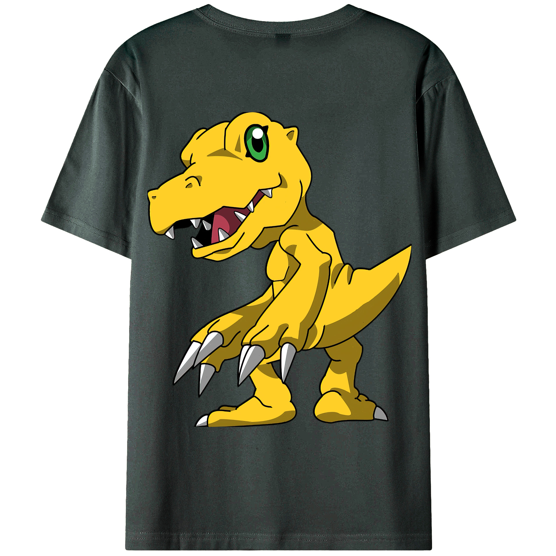 （画像用） Digimon デジタルモンスター/デジモン 綿100％ メンズ半袖Tシャツ（バックプリント） 通気性